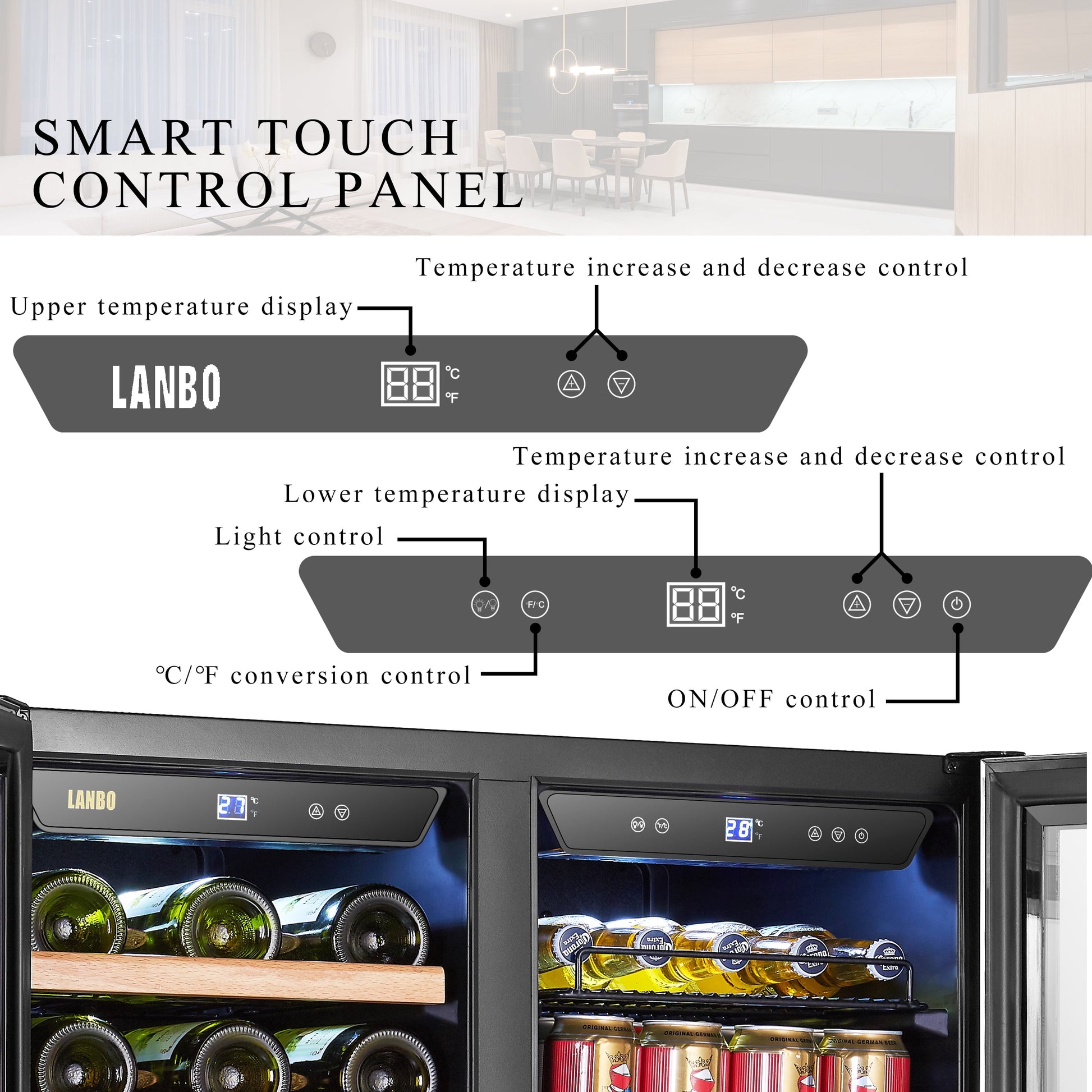 76 Can 31 Bottle under Counter Dual Zone Wine Refrigerator and Beverage Cooler 30 Inch Width