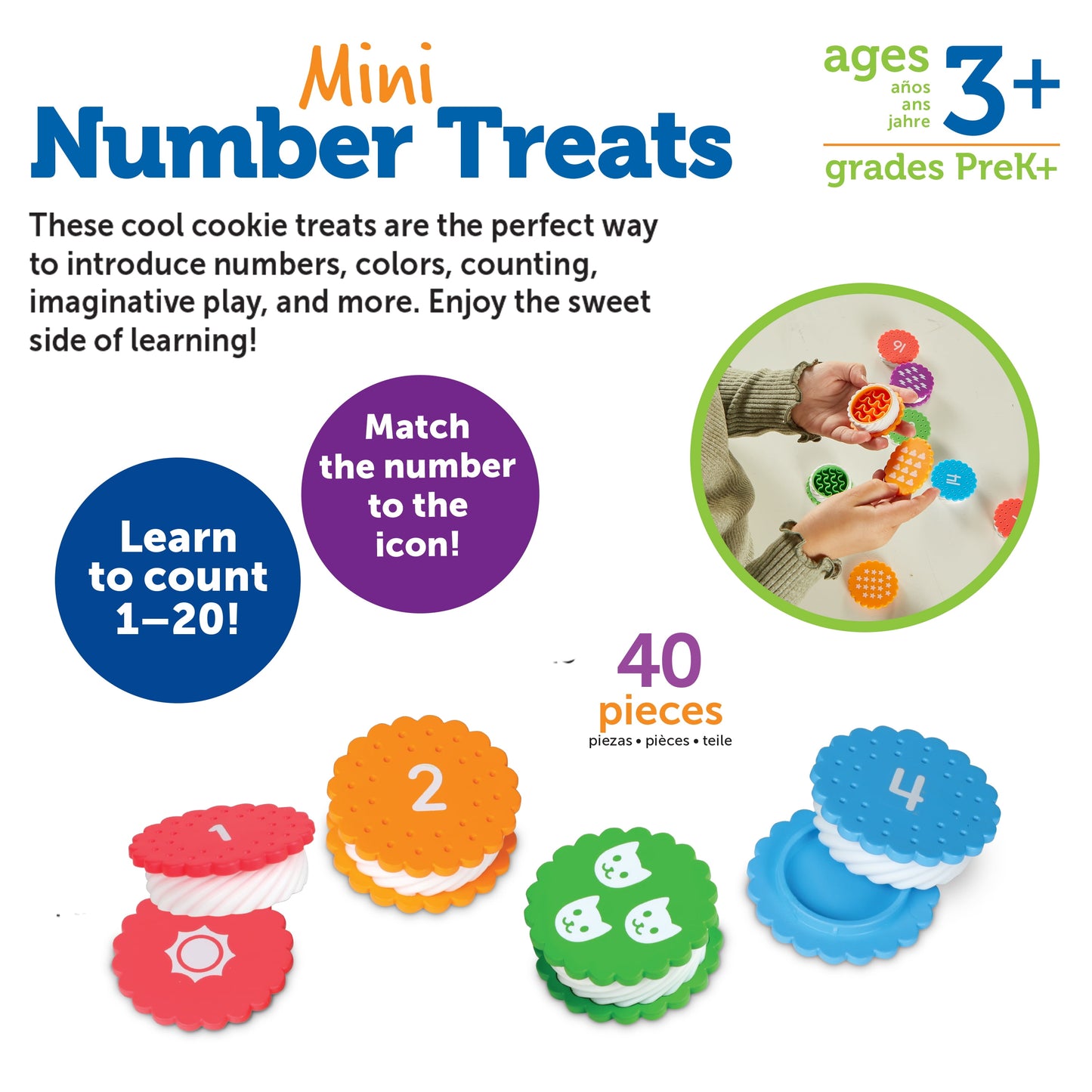 Mini Number Treats, Plastic Shape Sorting Toys, Montessori Toys for Kids, Counting Toys with 40 Pieces, Baby and Toddler Toys Ages 3+