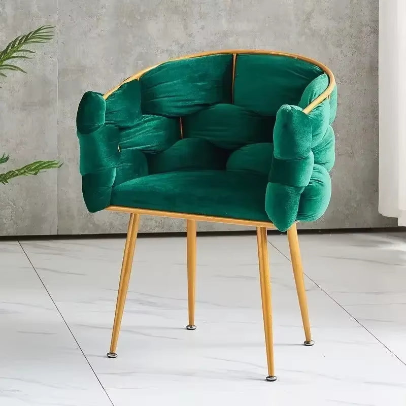 Metal Vanity Chair Sturdy Dining Seat Comfortable Backrest Princess Chair Soft Manicure Chair Suitable for Beauty Salon Bedroom