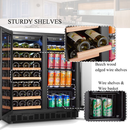 76 Can 31 Bottle under Counter Dual Zone Wine Refrigerator and Beverage Cooler 30 Inch Width