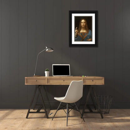 Da Vinci, Leonardo 11X14 Black Ornate Wood Framed with Double Matting Museum Art Print Titled - Salvator Mundi