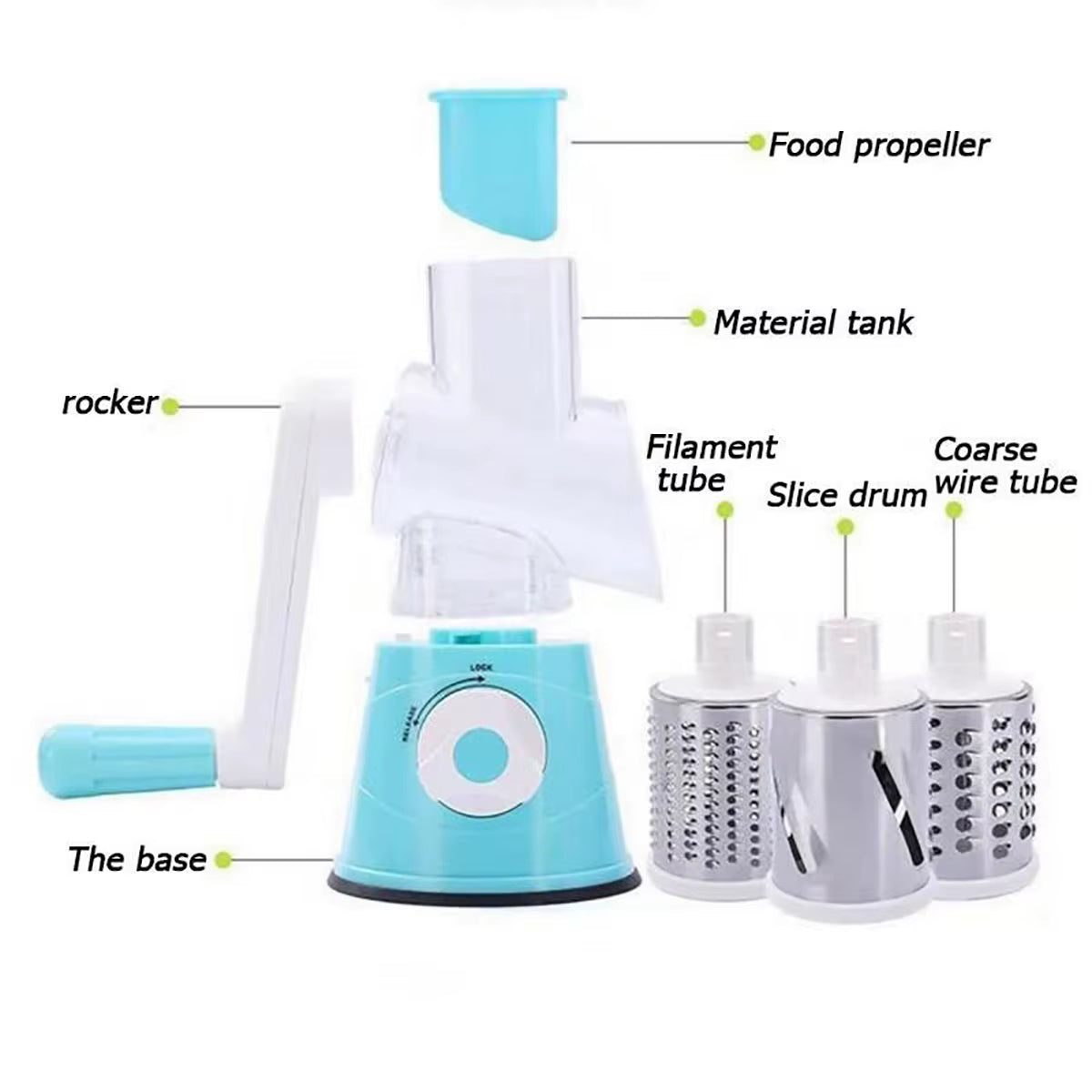 Multifunctional Vegetable Slicer Shredder Cutter Tool 3 Sharp Drums Manual Hand Operated Grater Cheese Peanut Cookie Chopper