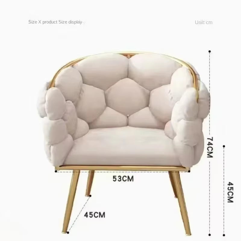 Metal Vanity Chair Sturdy Dining Seat Comfortable Backrest Princess Chair Soft Manicure Chair Suitable for Beauty Salon Bedroom