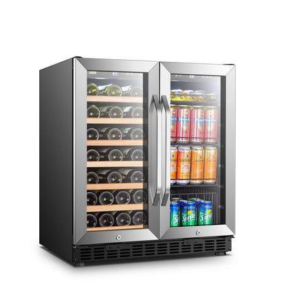 76 Can 31 Bottle under Counter Dual Zone Wine Refrigerator and Beverage Cooler 30 Inch Width