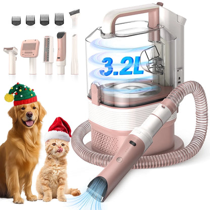 6-In-1 Dog Grooming Vacuum, 3.2L Dust Cup Pet Grooming Kit, 13000Pa Suction, Low Noise Dog Cat Hair Remover