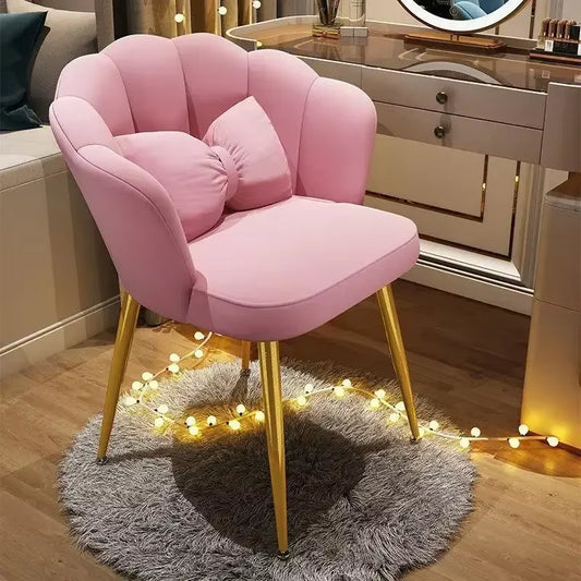 Metal Vanity Chair Sturdy Dining Seat Comfortable Backrest Princess Chair Soft Manicure Chair Suitable for Beauty Salon Bedroom