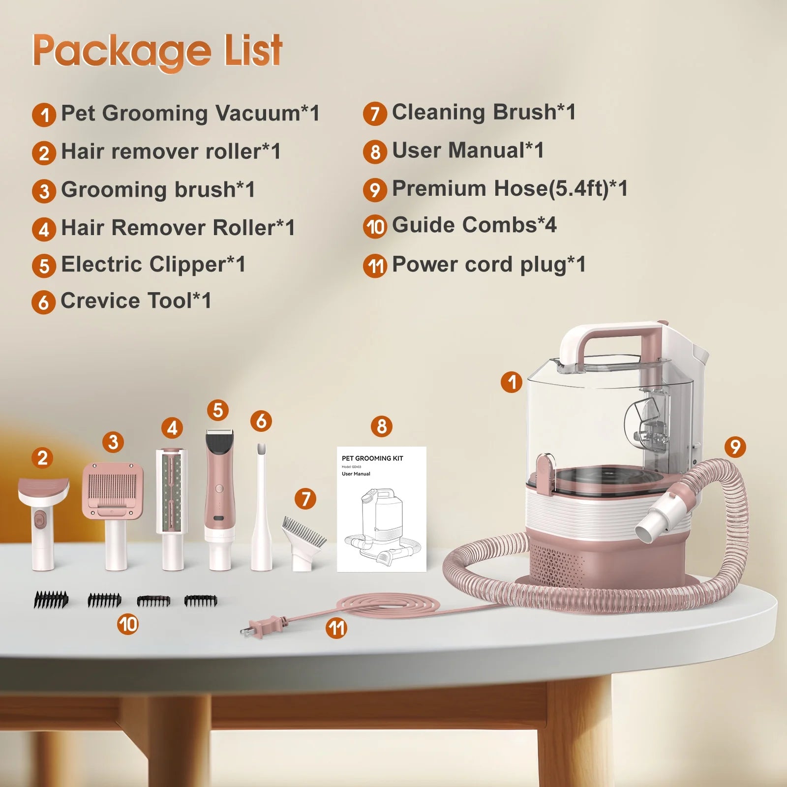 6-In-1 Dog Grooming Vacuum, 3.2L Dust Cup Pet Grooming Kit, 13000Pa Suction, Low Noise Dog Cat Hair Remover