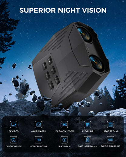Night Vision Goggles - Night Vision Binoculars for Adults, 5000Mah Rechargeable Infrared Binoculars with 3'' Large Screen, 10X Digital Zoom External Flashlight for Camping