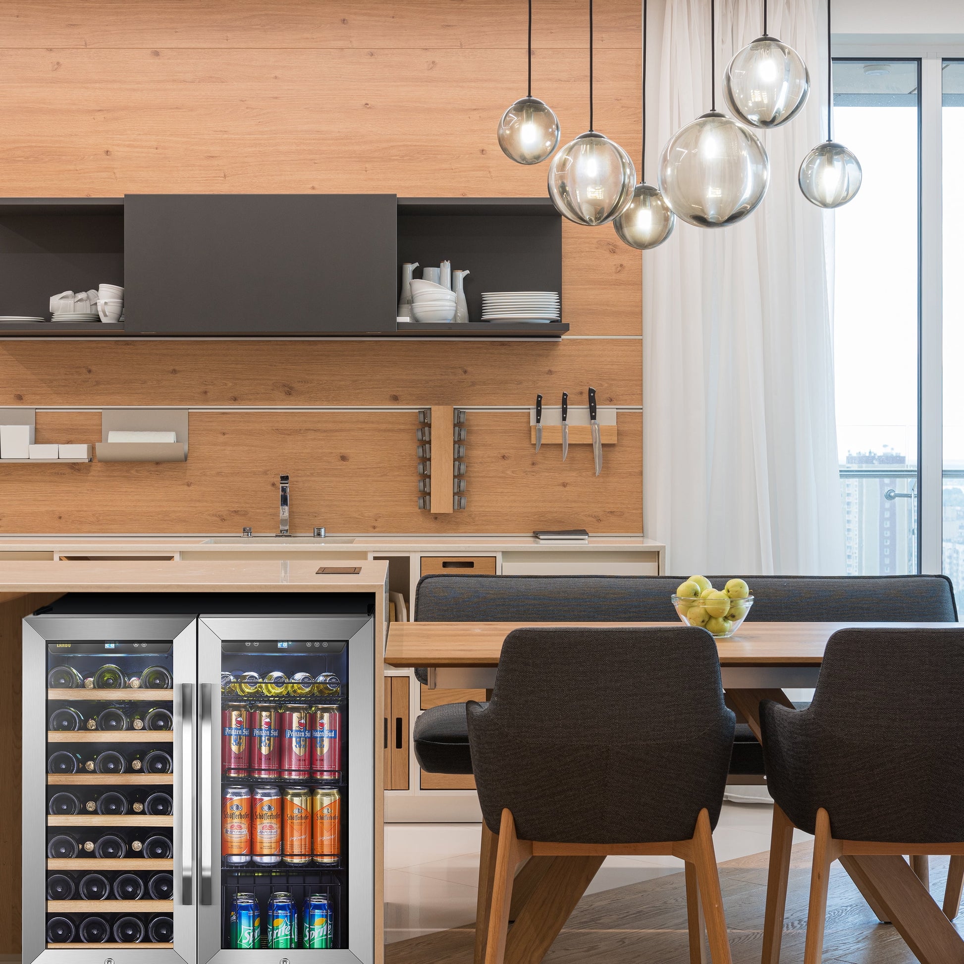 76 Can 31 Bottle under Counter Dual Zone Wine Refrigerator and Beverage Cooler 30 Inch Width