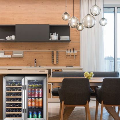 76 Can 31 Bottle under Counter Dual Zone Wine Refrigerator and Beverage Cooler 30 Inch Width