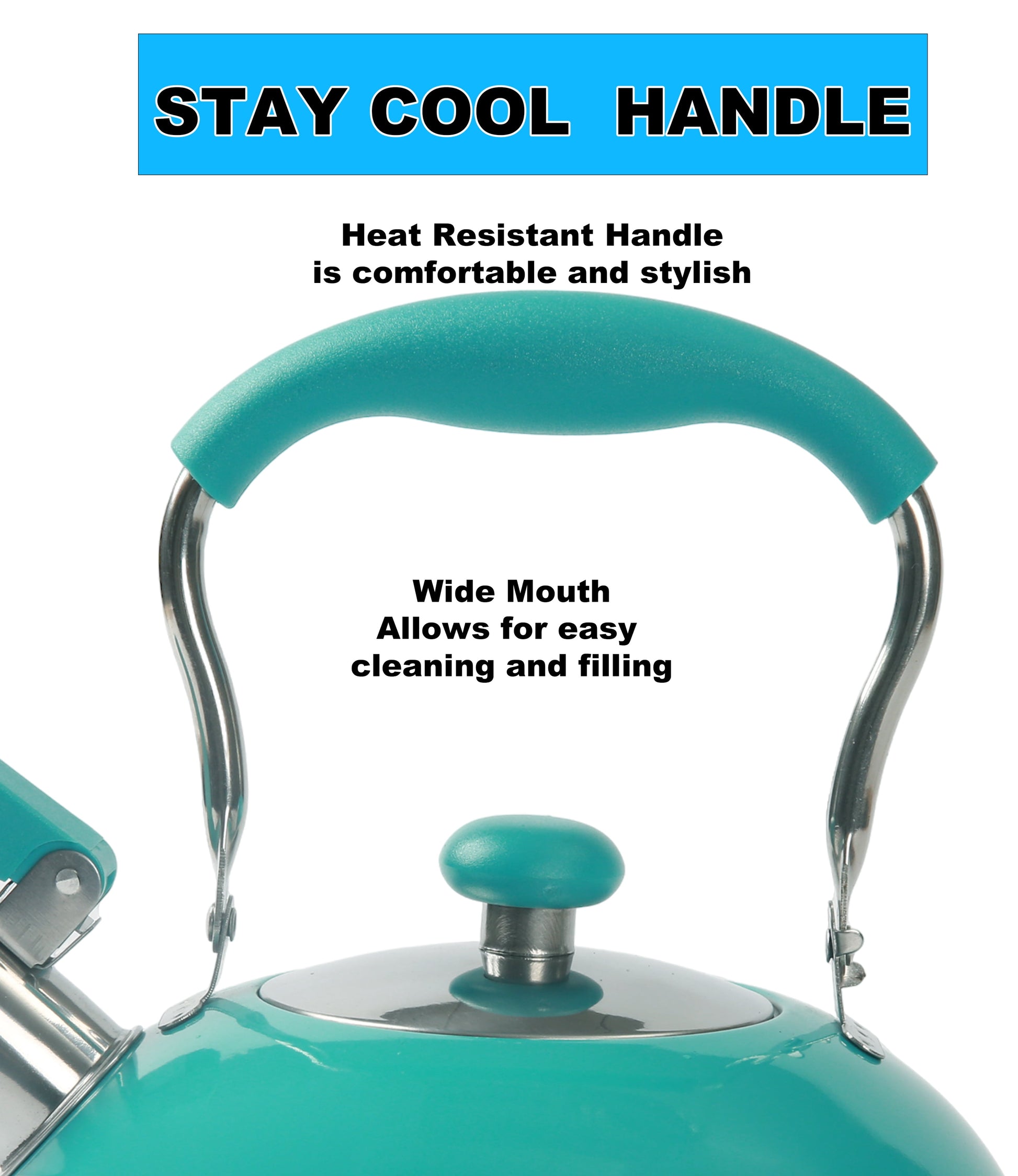 Teal 1.8 Liter Stainless Steel Whistling Tea Kettle Turquoise