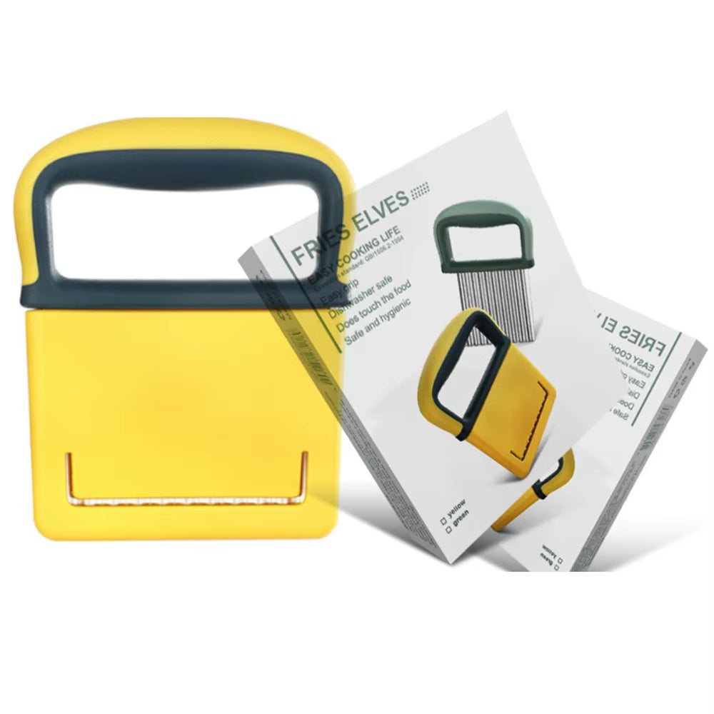 Stainless Steel Potato Chip Slicer Dough Vegetable Fruit Crinkle Wavy Kitchen Knife Cutter Chopper French Fry Maker Tools Gadget