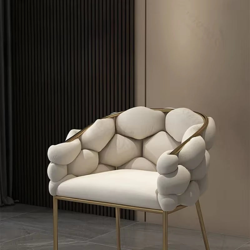 Metal Vanity Chair Sturdy Dining Seat Comfortable Backrest Princess Chair Soft Manicure Chair Suitable for Beauty Salon Bedroom