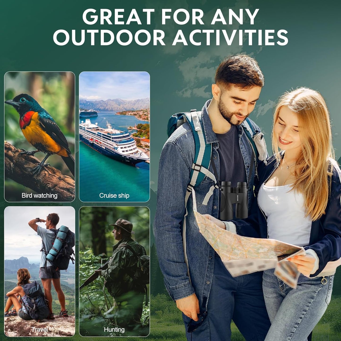 12X50 Binoculars for Adults High Powered - HD Bird Watching Binocular for Hunting with Clear Vision - Easy Focus Binoculars with Long Range for Hiking Travel Cruise Trip Concert Stargazing