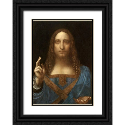 Da Vinci, Leonardo 11X14 Black Ornate Wood Framed with Double Matting Museum Art Print Titled - Salvator Mundi