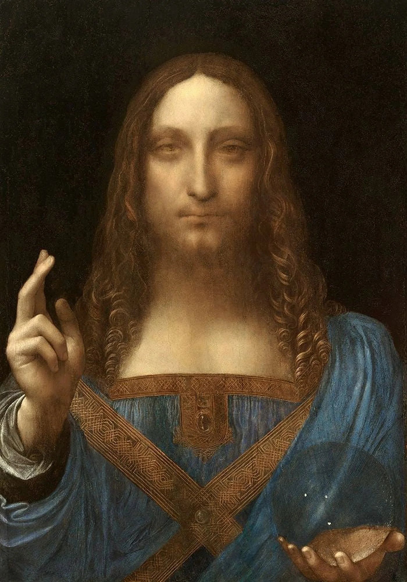 Da Vinci, Leonardo 11X14 Black Ornate Wood Framed with Double Matting Museum Art Print Titled - Salvator Mundi