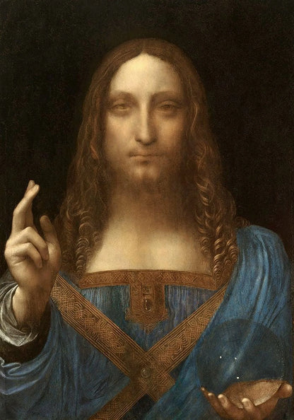 Da Vinci, Leonardo 11X14 Black Ornate Wood Framed with Double Matting Museum Art Print Titled - Salvator Mundi