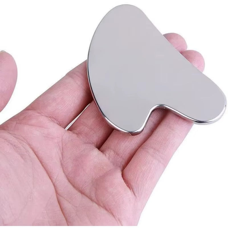 1PC Stainless Steel Gua Sha Tool - Face & Body Massager, Skin Tightening, Beauty Scraper (Lymphatic Drainage, Relaxation)