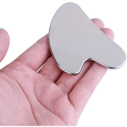 1PC Stainless Steel Gua Sha Tool - Face & Body Massager, Skin Tightening, Beauty Scraper (Lymphatic Drainage, Relaxation)