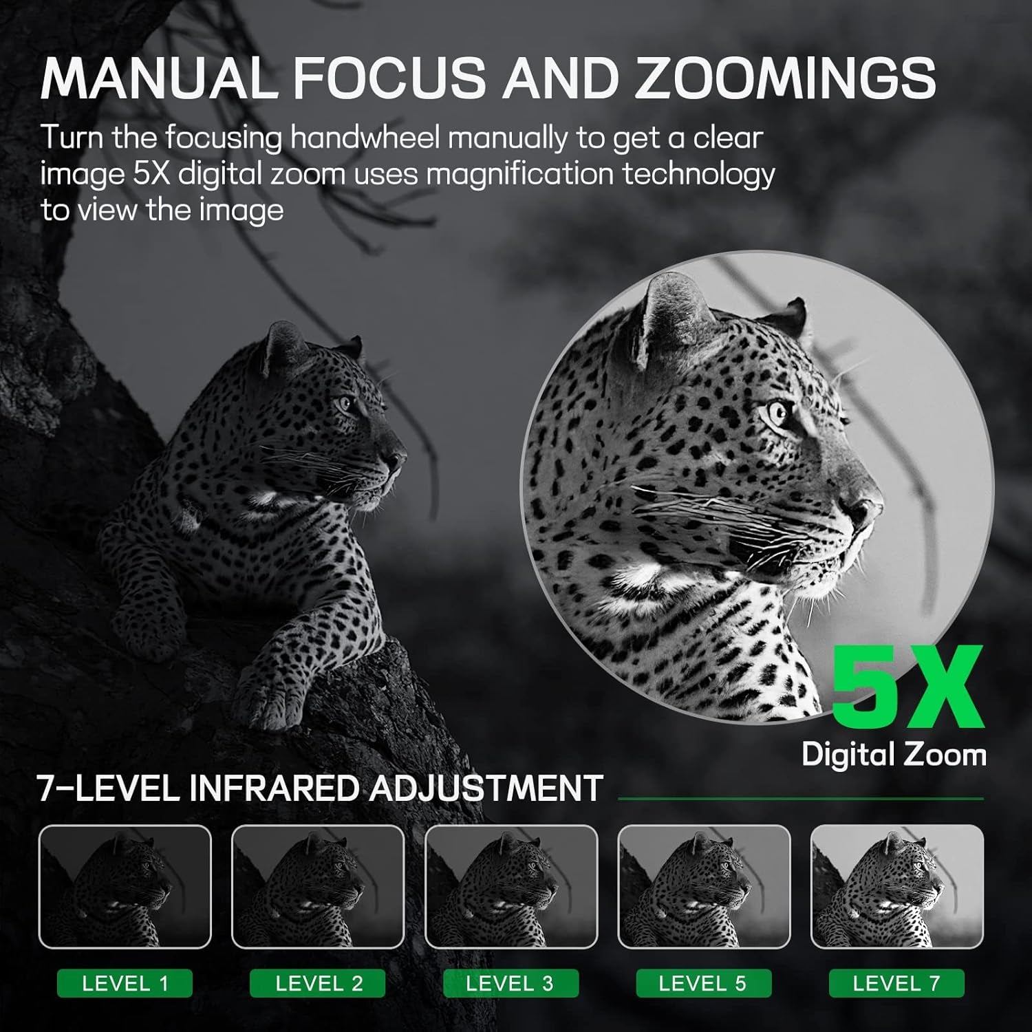 Night Vision Goggles for Adults, 4K Infrared Night Vision Binoculars with Rechargeable Battery and Anti-Shake Motion Detection for Camping