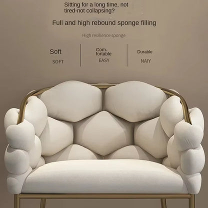 Metal Vanity Chair Sturdy Dining Seat Comfortable Backrest Princess Chair Soft Manicure Chair Suitable for Beauty Salon Bedroom