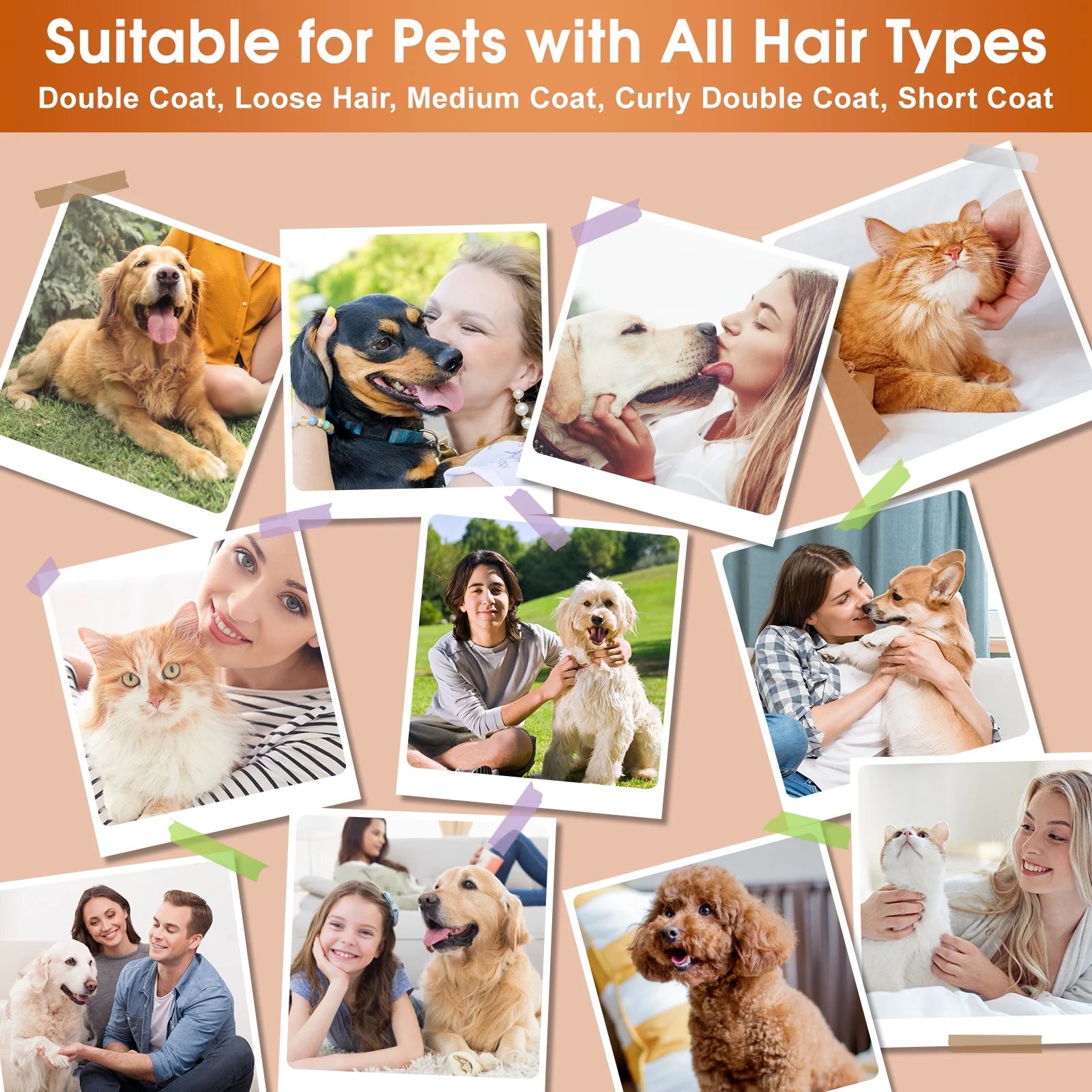 6-In-1 Dog Grooming Vacuum, 3.2L Dust Cup Pet Grooming Kit, 13000Pa Suction, Low Noise Dog Cat Hair Remover