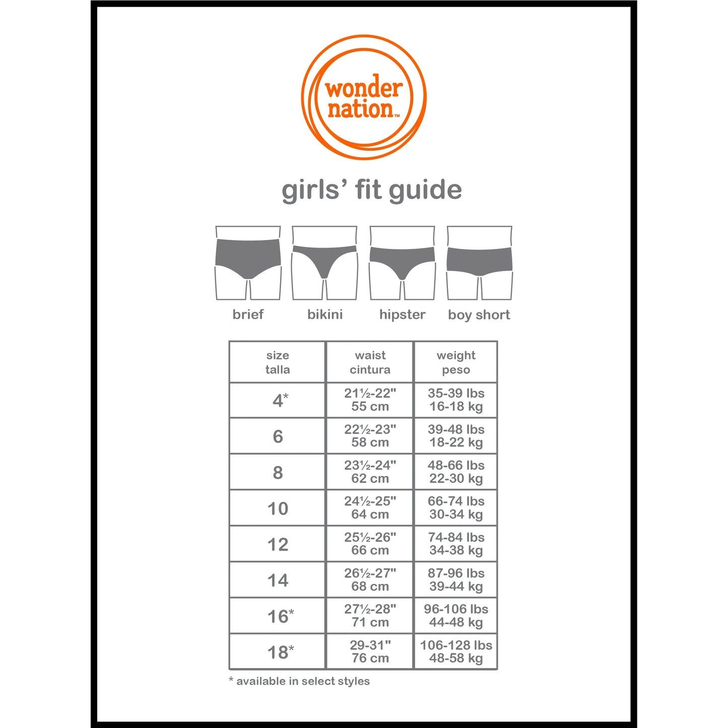 Girls Hipster Cotton Underwear 14-Pack, Sizes 4-18