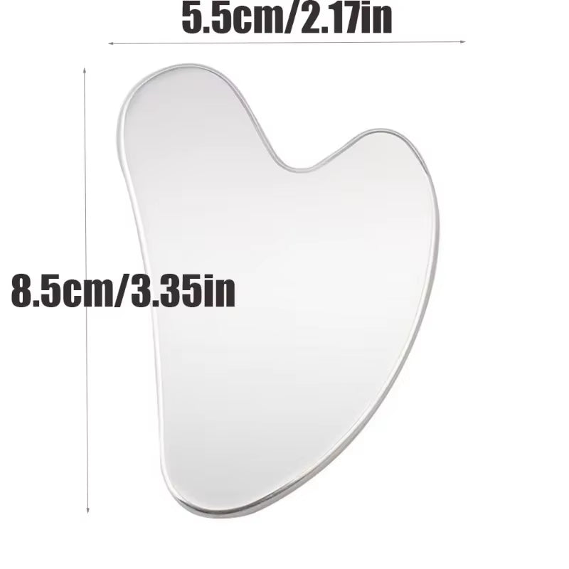 1PC Stainless Steel Gua Sha Tool - Face & Body Massager, Skin Tightening, Beauty Scraper (Lymphatic Drainage, Relaxation)