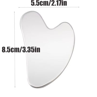 1PC Stainless Steel Gua Sha Tool - Face & Body Massager, Skin Tightening, Beauty Scraper (Lymphatic Drainage, Relaxation)
